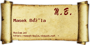 Masek Béla névjegykártya